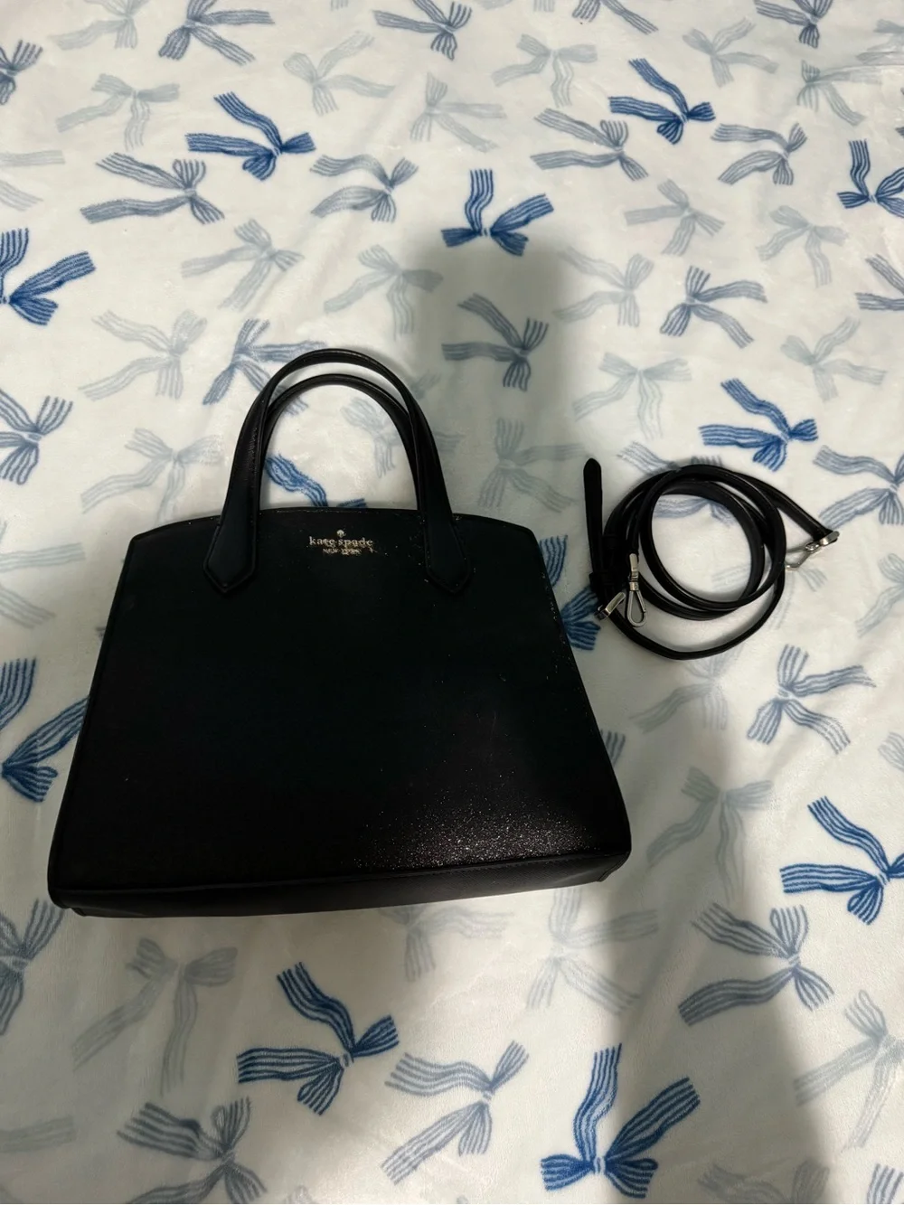 kate spade Black Glitter Dome Satchel Handbag